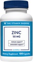 Zinc 50mg - Soportes Función sana de la inmune " Salud de los ojos, altamente absorbible, suplemento antioxidante - servicio diario, gluten " gratis lácteos (100 cápsulas) por The Vitamin Shoppe