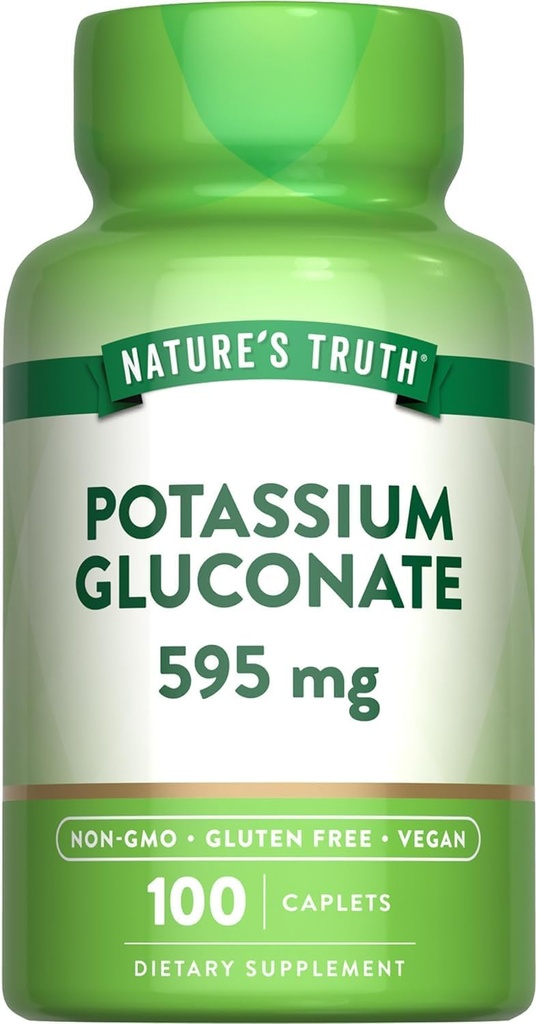 Nature's Truth Potassium Gluconate 595 mg Supplements, 100 Count (Pack of 3)