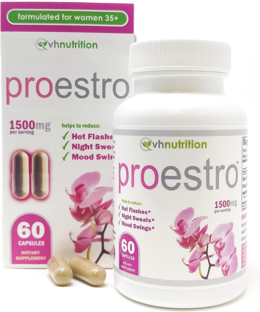 VH Nutrition PROESTRO Silencioso Apoyo al Estrógeno* Suplemento para Mujeres TENIDO Extra Strength Hormone Balance* para Su viv 60 Capsules in Easy to Swallow Pills