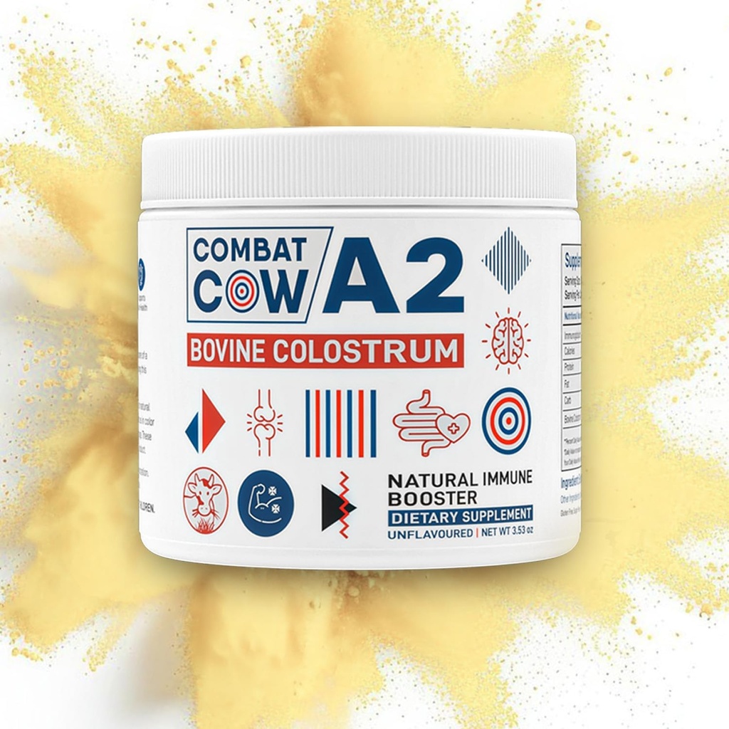 A2 Bovine Colostrum for Gut Health, Bloating, Non-GMO, Grass Fed, First 6 Hours Colostrum Powder, Immune Support, Muscle Recovery, Strengthening Cognitive Power, Unflavoured, 50 Servings
