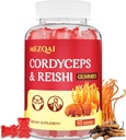 Mushroom Gummies, Cordyceps Reishi Mushroom Supplement Gummies for Adults with Green Tea Extract, Brain Supplements for Memory and Focus, Energy, Athletic Performance*, Rest - 60 Cuenta