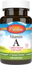 Carlson - Vitamina A, 15000 UIT Palmitate (4500 mcg RAE), Vision Health, Healthy Skin, 240 Softgels