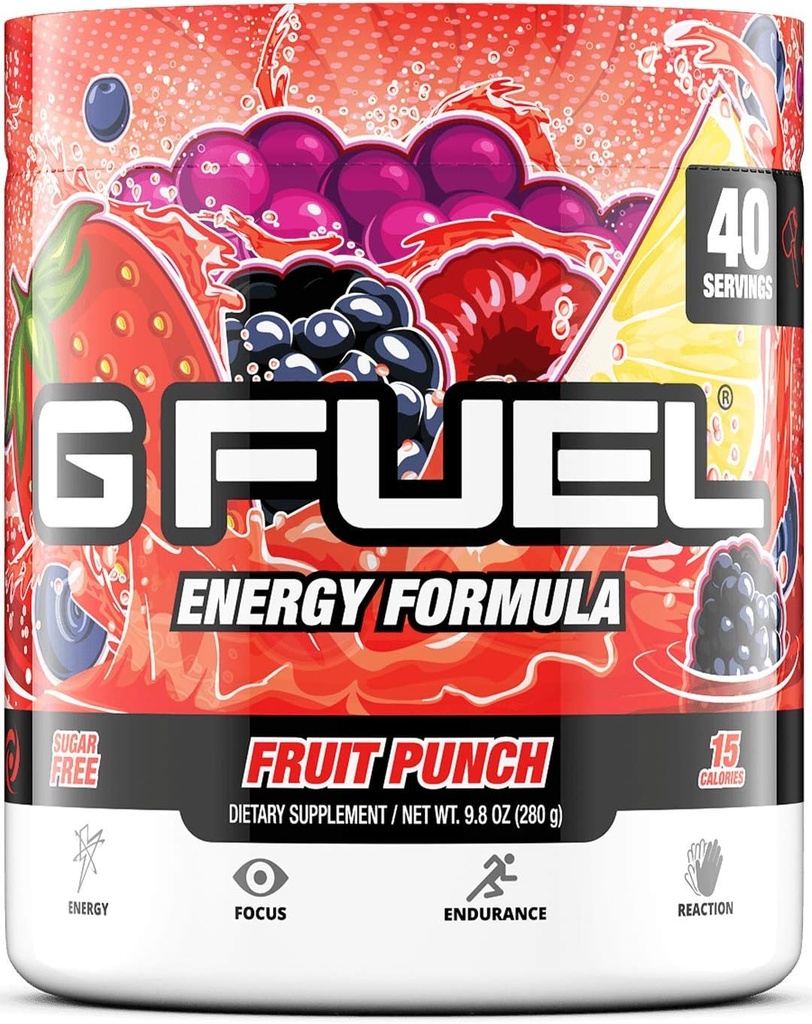 GAMMA LABS G Fuel Blue Raspberry & Fruit Punch Energy Powders Bundle - Blue Ice 9.8oz (40 Servings) + Fruit Punch 9.8oz (40 Servings)