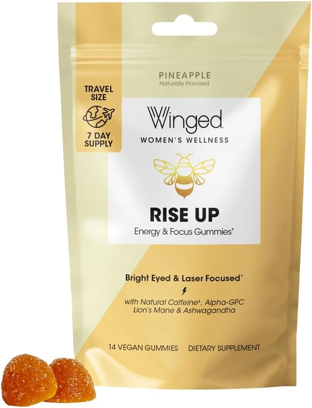 Winged Rise Up Gummies I B12 for Energy ¦ Pineapple Flavor (14 Count)