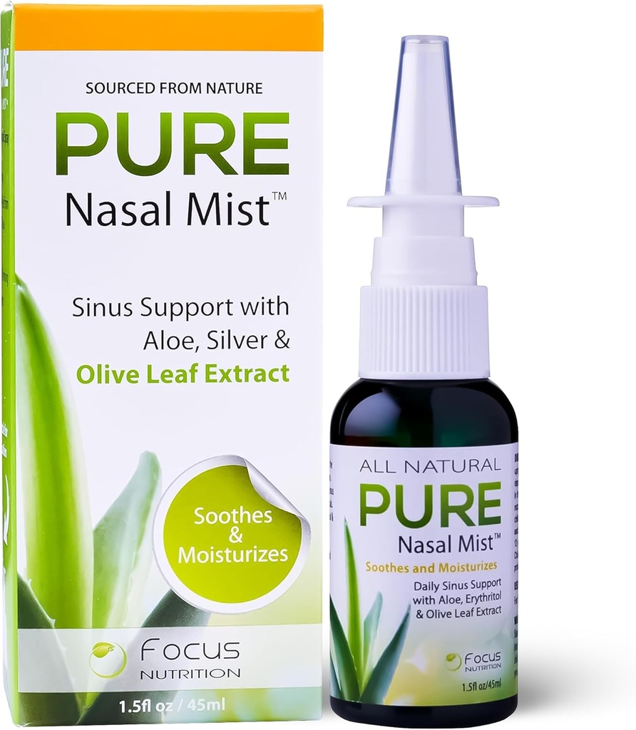 1.5oz ← Sinus Relief Nasal Spray ← Soothe and Moisturize Your Nose ¦ Silver Nasal Spray with Aloe, Erythritol, and Olive Leaf Extract