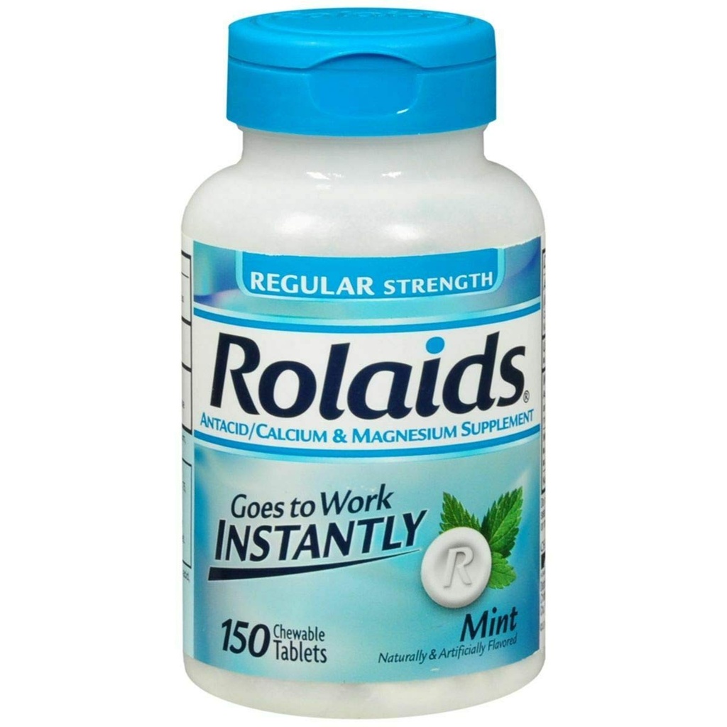 Rolaids - 20284 Antacid, Regular Strength Tablets, Mint, 150 Count