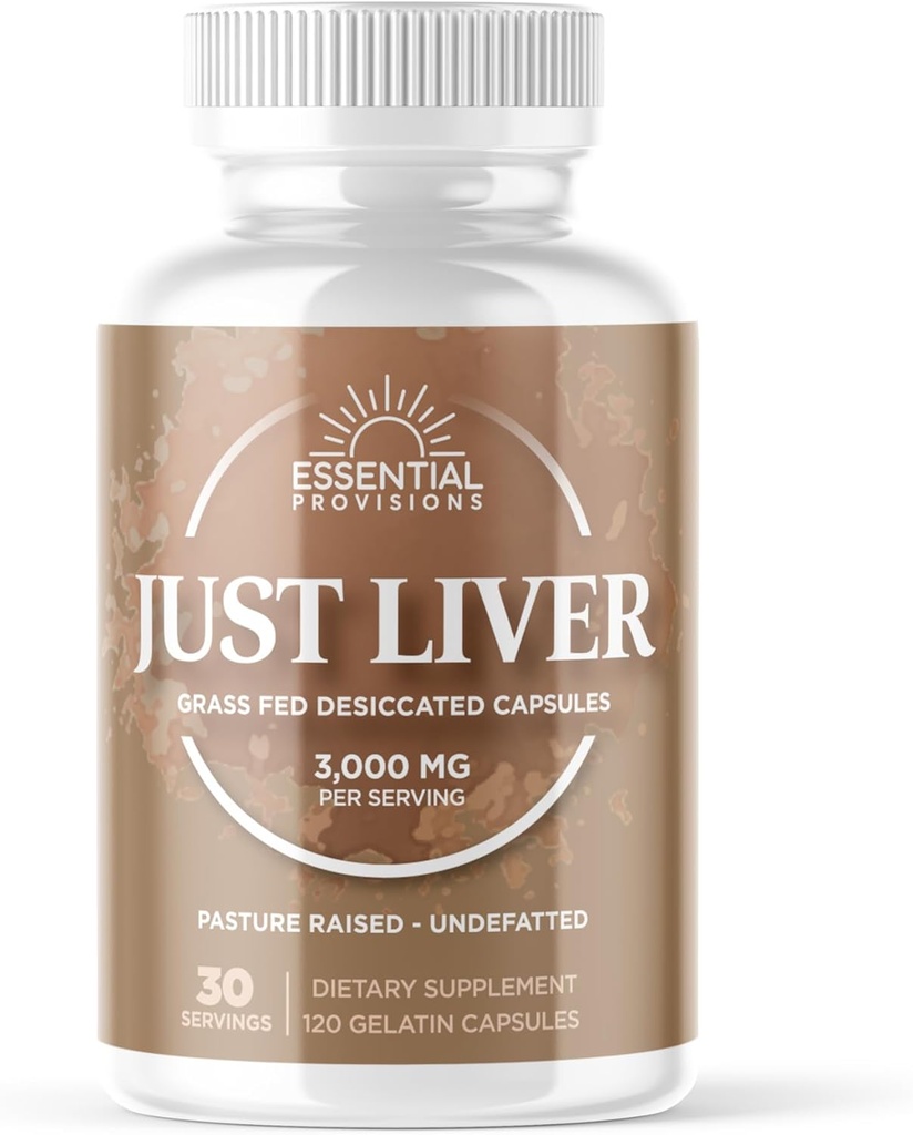 Solo Liver, Grass-Fed y Pasture Raised Beef Liver Capsules, 3000mg por Serving, 120 Conde