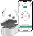 Ayudas auditivas para personas mayores Recargables, RIC 16 ayudas de escucha de canales con Bluetooth para adultos, ayudas de alta audiencia con cancelación de ruido inteligente, dispositivo de ayuda de oído digital con control APP, blanco