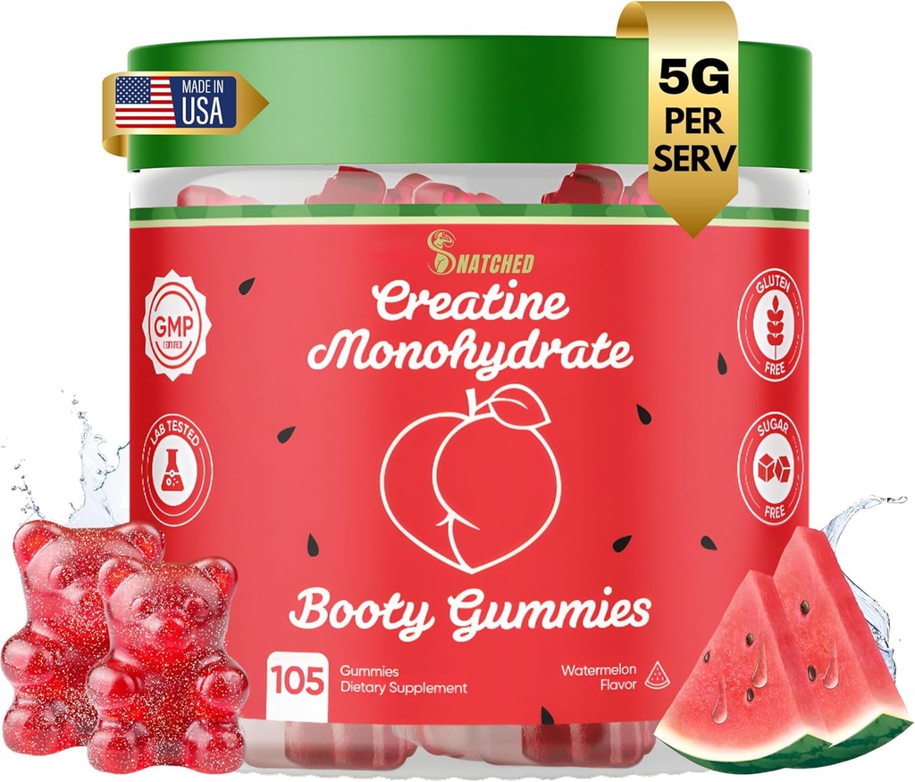 Primer Monohidrato de crema del mundo + Keto ACV Booty Gummies Suplemento para Mujeres - 5000mg Creatina más 1000mg ACV - Glute Builder, Waist Slimmer, Gym Essentials Women, Sugar Free (120 Ct Watermelon)