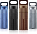 Patelai 4 Pcs Portable Keychain Pill Holder Pill Organizer Travel Waterproof Match Container Aluminum Airtight Keychain Container Travel Size Storage Supplements Holder for Outdoor Camping(Rustic)