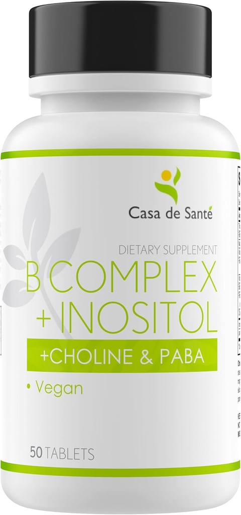 Casa de Sante Low FODMAP Vitamina B-100 Complejo + Inositol + Choline " PABA, Vegan