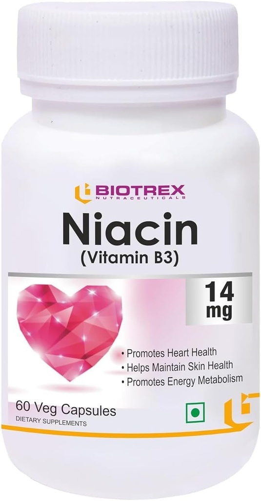 Genérico Nutraceuticals Niacin 14mg Vitamina B3 con Inositol 50mg Suplemento - 60 cápsulas Veg