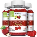 HERBION Naturals Manivelas ecológicas de vinagre de manzana orgánica con la “Madre”, la digestión y el apoyo de detox, con base de pectina, vegano, hecho en los EE.UU. - (Pack de 3, 180 Gummies)