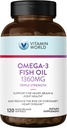 Vitamina World Triple Strength Omega 3 Fish Oil 1360 mg Suplemento, 950 mg Active Omega-3 Fatty Acids with EPA & DHA, Supports Heart, Brain & Joint Health, Gluten Free, 120 Softgels, 4 Months Supply