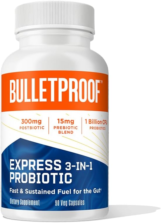 Bulletproof Express 3-in-1 Probiótico, 90 Cuenta, Suplemento para la salud rápida y sostenida