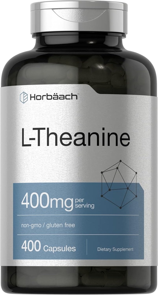 Horbäach L-Theanine 400mg  400 Capsules ← High Potency Supplement Silencio Non-GMO &amp; Gluten Free