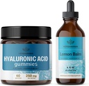 HerBAMAMA Kit de ácido hialurónico y bálsamo de limón - Agrupo de 250 mg Gummies de ácido hialurónico &amp; hoja de limón Extracto 4 fl oz - Vegan, No GMO, Sin alcohol - 2 Pack