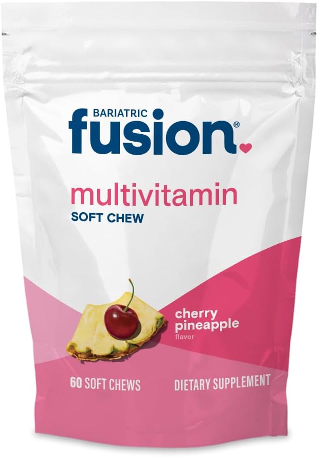 Bariatric Fusion Bariatric Multivitamínico Chewable Soft Chew ¦ Cherry Pineapple Flavor Ø Vitaminas para Cirugía Post Bariatrica Pacientes Ø 60 Conteo Ø 1 Mes de Suministro