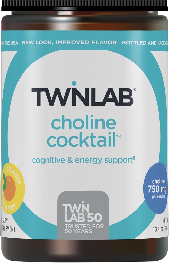 Cocktail Twinlab Choline - Apoyo a la salud cerebral - Suplemento energético para hombres " Mujeres - 13.33 oz