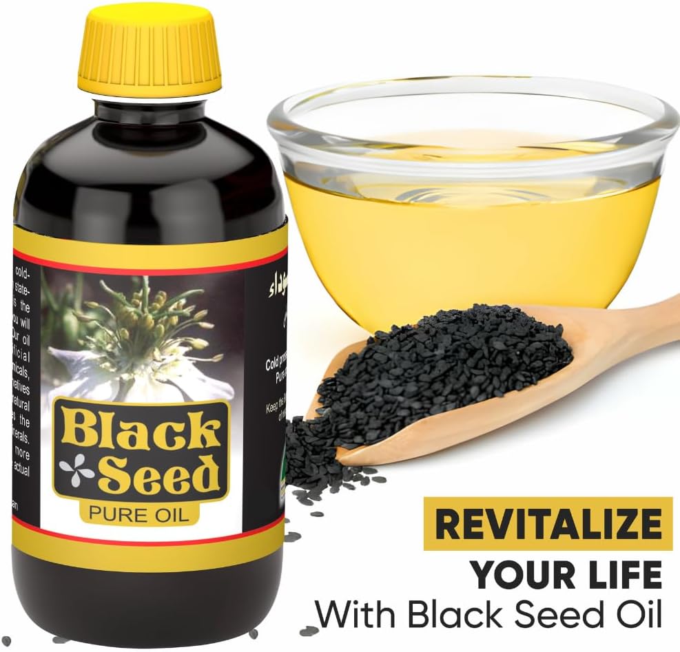 HERBOGANIC 100% Frío Presionado Aceite de Semillas Negras 16oz ← Nigella Sativa apoya en la digestión y bienestar general ←N GMO Black Cumin Seed Oil