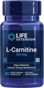 Extensión de vida L-Carnitina – 500 mg, Suplemento energético, Suplemento de memoria – Aminoácidos de forma gratuita, soporte de óxido nítrico, presión arterial saludable – Gluten-Free, No GMO, Vegetariano – 30 cápsulas