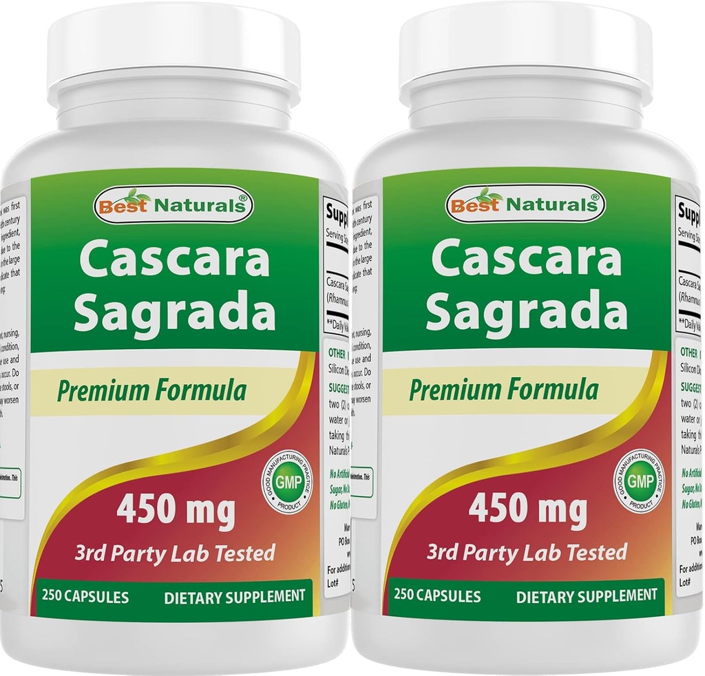 Mejores Naturales Cascara Sagrada 450 mg 250 cápsulas (250 conde (Pack de 2))