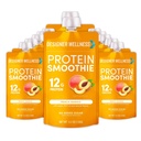 Diseñador Wellness Protein Smoothie, Fruta Real, Proteína 12g, Baja Carb, Azúcar Zero Añadido, Libre de gluten, No GMO, No Colores Artificiales o Sabores, Peach Mango, 12 Condes