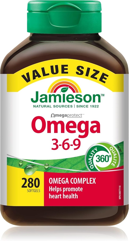 Jamieson Omega 3-6-9 Softgels, 280 softgels Value Pack
