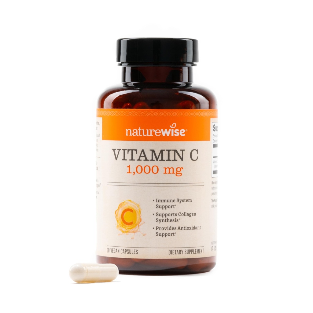 NatureWise Vitamina C 1000mg Capsules - Vitamina Vegana de Fuerza Extra C para Antioxidante Diario &amp; Apoyo Inmunitario - Non-GMO, Estados Unidos Fabricado - 60 cápsulas[60-Day Supply]