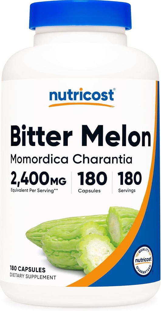 Nutricost Bitter Melon 600mg (2,400mg Equivalente), 180 Capsules - Gluten Free, Non-GMO