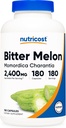 Nutricost Bitter Melon 600mg (2,400mg Equivalente), 180 Capsules - Gluten Free, Non-GMO