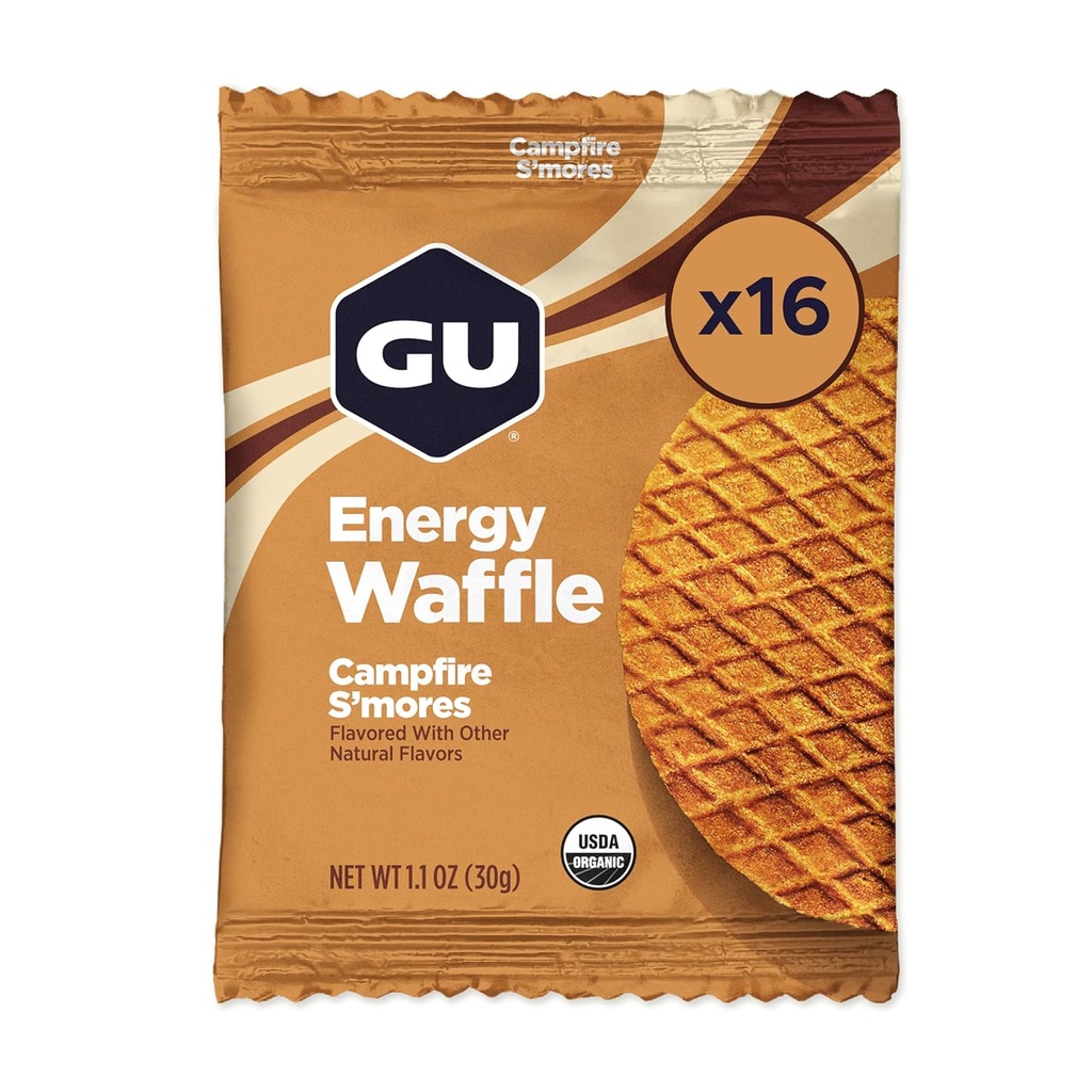 GU Energy Stroopwafel Campfire S'mores Sports Nutrition Waffle, Caffeine-Free y Kosher lácteos, On-the-Go Energy for Any Workout, 16 Conde