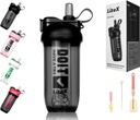 Botellas Litex Shaker para Protein Shakes, 26oz Botella Blender Shaker para Pre-Workout, Copas de afeitar con Straw, Botellas Tritan Mixer sin BPA para Protein Powder, con cepillo de copa e instrucciones (Negro)