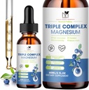 Magnesium Glycinate Liquid Drops Complex Supplement with Taurate, Malate for Calm, Leg Cramps, Energy ← Sugar-Free y Natural Vegan Magnesium, Blueberry Flavor