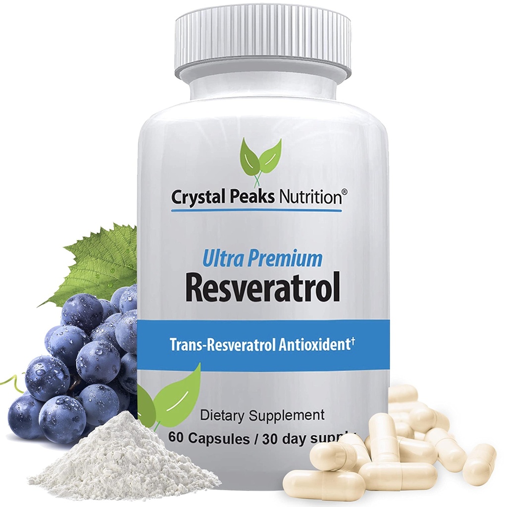 100% Natural Resveratrol Supplement - Trans-Resveratrol Supports Aging - Antioxidants Supplement Promotes Immune System & Joint Support (60 Capsules)