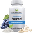 Suplemento de Resveratrol 100% Natural - Apoyo Trans-Resveratrol Envejecimiento - Suplemento Antioxidantes Promueve Sistema Inmunitario &amp; Soporte Conjunto (60 cápsulas)