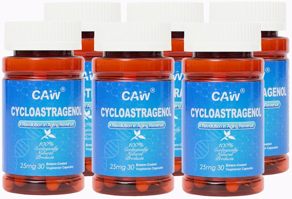 CAW Hypersorption Cycloastragenol ← Telomere Support Anti-Aging ¦ Cell Health Immune Booster ← 25Mg 30Enteric-Coated Capsules 6 Bottles