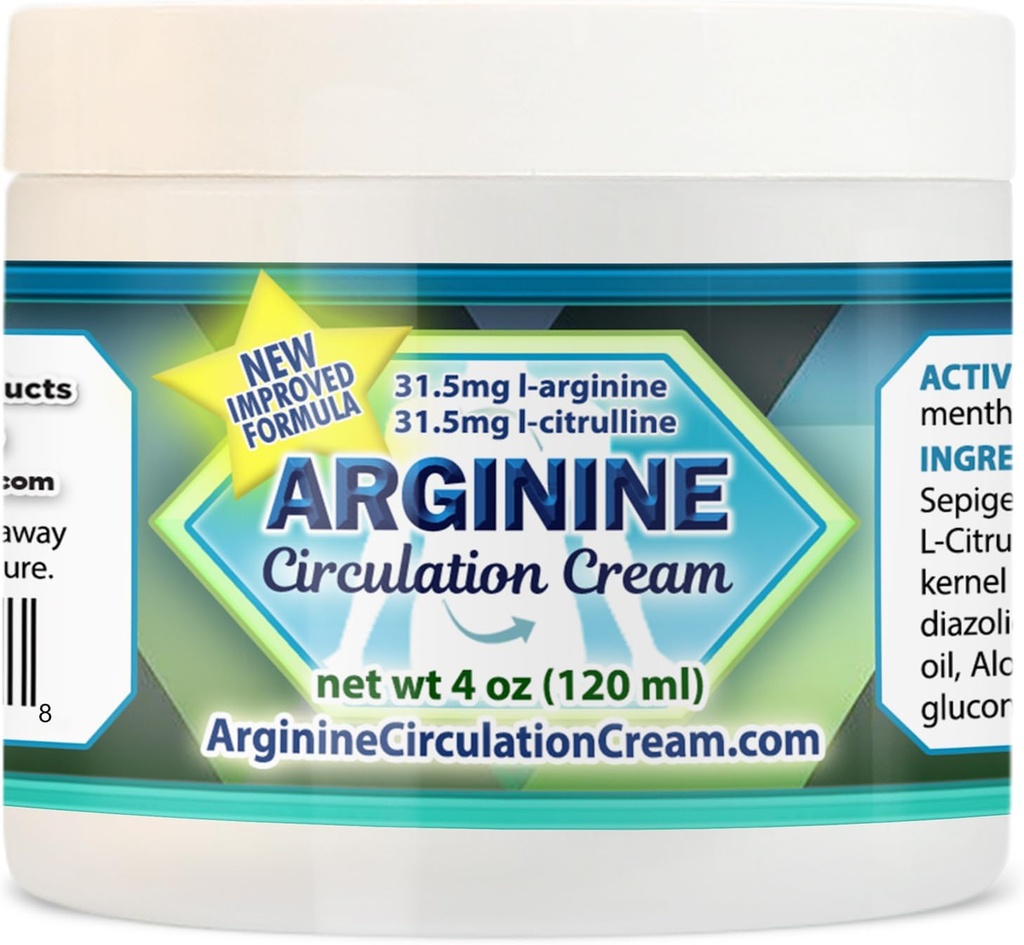 Arginine Circulation Cream 4 oz - Menthol, L Arginine & L Citrulline Lotion - Supports Healthy Leg &amp; Body Blood Flow - Whole Family Products