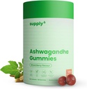 SUPPLY6 KSM-66 Ashwagandha & Vitamina D Gummy - 60 Cuenta - Berry mixto, KSM-66, Vegan, Planta base, No GMO, libre de gluten &amp; Gelatin Gratis, para un más feliz, Pack de 1