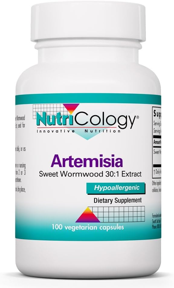 Nutricología Artemisia - Extracto de hierba de madera dulce orgánica, Artemisia Annua, Suplemento de 500 mg, Hipoalergénico, cápsulas vegetarianas - 100 Conde