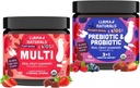 Llama Naturals Niños Multivitamínicos y Probióticos y Prebióticos Bundle, Vegan, Orgánica Gut Health y Mangas de Apoyo Inmunitario, Frutas Reales Vitaminas Gummy, No Añadido Cane de Azúcar, 2 Botellas, 30 Day Supply