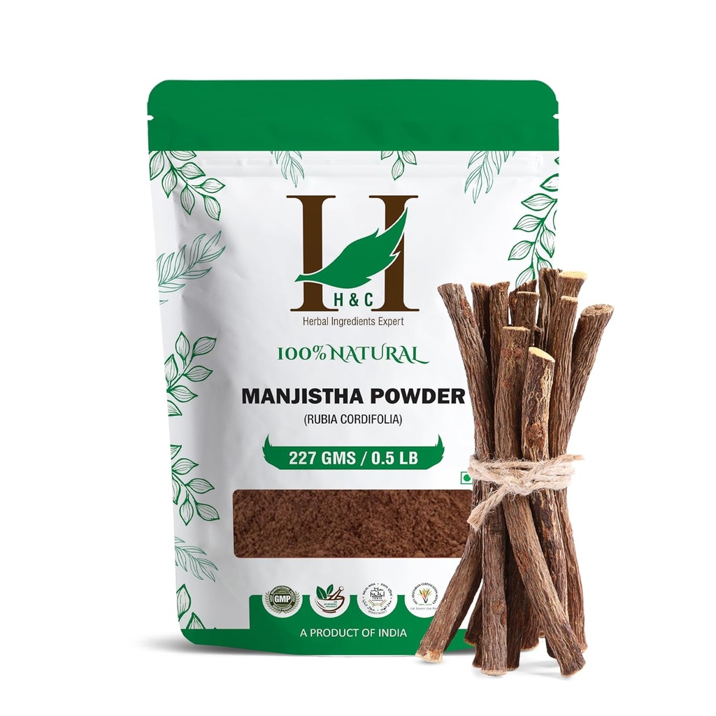 H&C 100% Natural Manjistha Powder- Rubia Cordifolia- 227gms /0.5 LB
