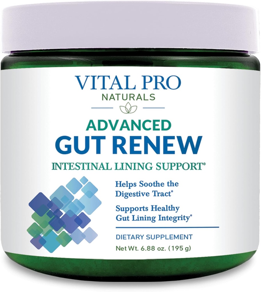 Vital Pro Naturals - Advanced Gut Renew Powder Supplement for Leaky Gut Repair with L-Glutamine, Marshmallow, Ginger, DGL Licorice, Organic Aloe Vera, L Glutamine 6000mg 6.88 oz