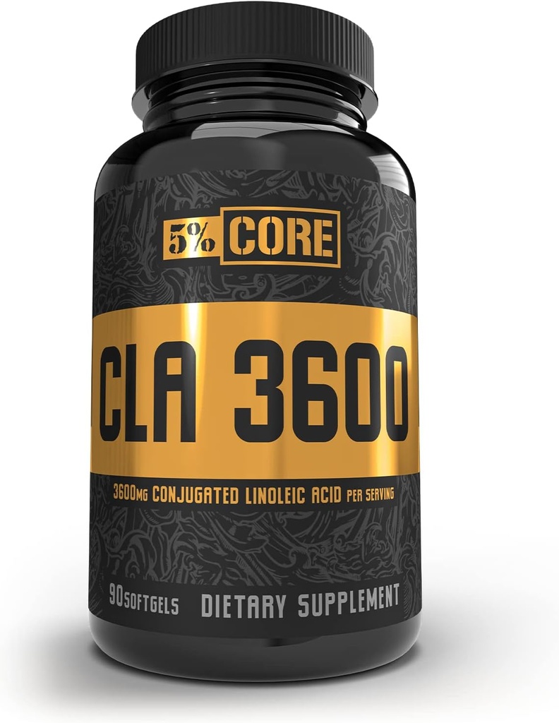 5% Nutrición Core CLA Suplemento para la pérdida de peso, Metabolismo Apoyo &amp; Preservación de músculo TENIDO 3,600 mg de ácido linoléico conjugado a partir de 4.500 mg de aceite de girasol (30 Serviciones / 90 Softgels)