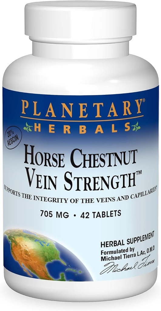 Herbals planetarios Caballo Chestnut Vein Strength, soporta la integridad de las venas y capillaries*, 705 mg - 42 Tablets