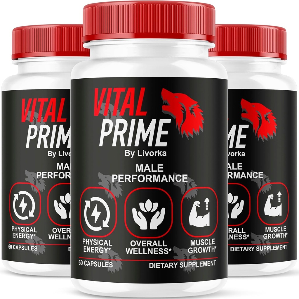LIVORKA Vital Prime para Hombres, Fórmula avanzada, Suplemento dietético cápsulas de apoyo para 3 meses, paquete de 3