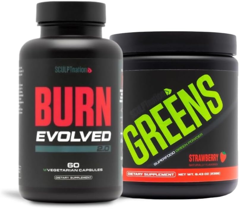 Sculpt Nation by V Shred Burn 2.0 y Premium Greens Strawberry Bundle