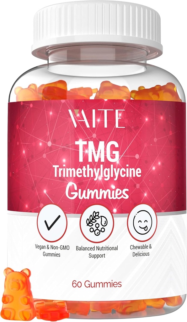 VAITE TMG Supplements - Trimethylglycine & Betaine Anhydrous Vitamin Supplement for Supporting Homocysteine Control with Tri Methylglycine, Gluten Free, Non-GMO, Vegetarian Formula - 60 Gummies Vegan