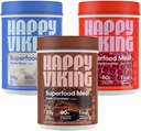 Happy Viking Chocolate, Vainilla y Polvo de Fresa, por Venus Williams, 20G Protein, Low Carb, Keto, Vegan, Gluten-Free, Superfoods, Complete Meal Replacement, 3 Canisters (24 oz. Cada uno)