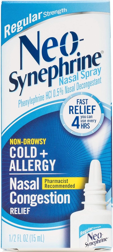 Neosynephrine Nasal Spray for Cold &amp; Sinus Relief, Regular Strength, 0.5 Fl Oz